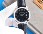 Replica Jaeger leCoultre Master Ultra-Thin 316L Black Dial Watch Leather Strap